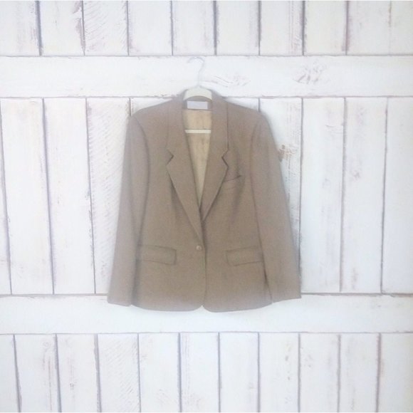 Vintage Evan Picone wool tan blazer - Picture 1 of 4